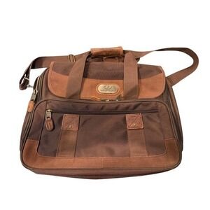Mossy Oak High Sierra Sport Brown Nylon Leather Satchel Bag Laptop Meeting EUC